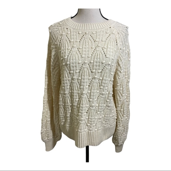 Jun & Ivy womens crewneck sweater Small off white Cotton - Picture 7 of 11